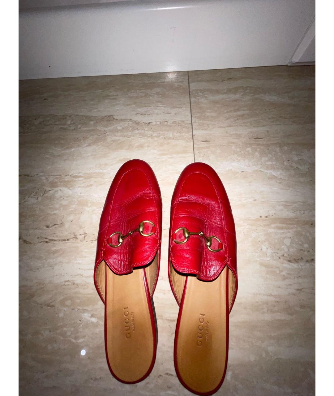 GUCCI Бордовые кожаные мюли, фото 3