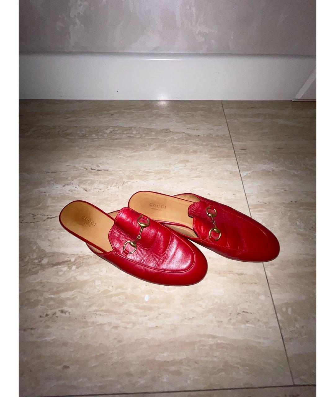GUCCI Бордовые кожаные мюли, фото 2