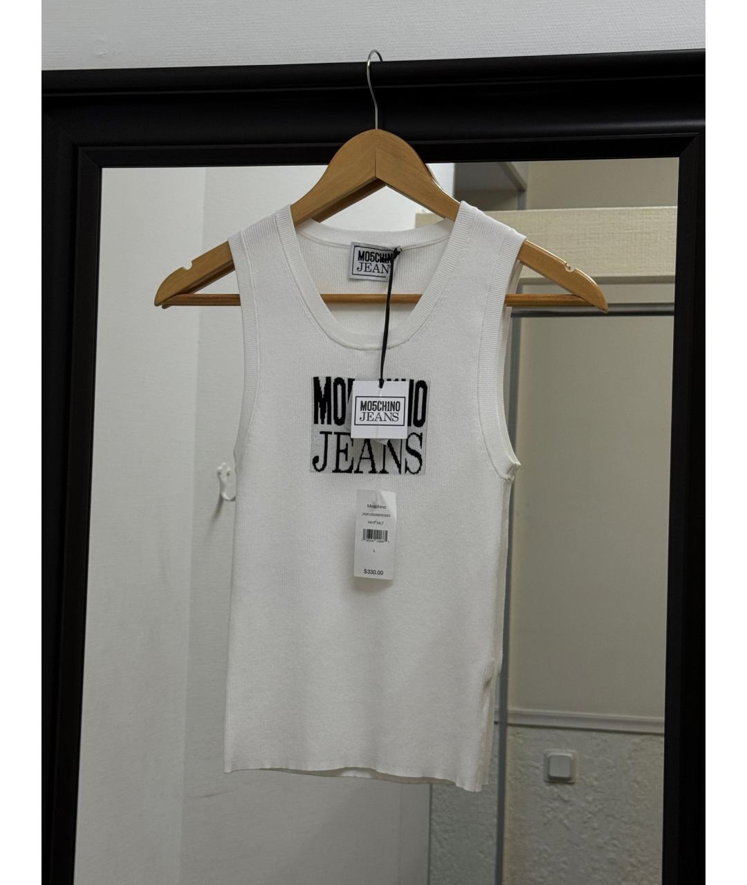 MOSCHINO Белая вискозная майка, фото 3