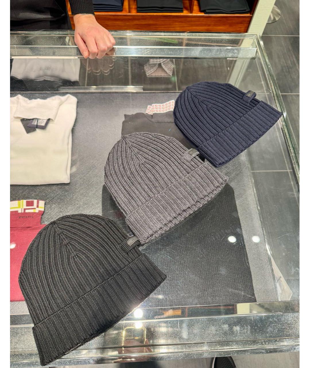 PRADA Серая шерстяная шапка, фото 5