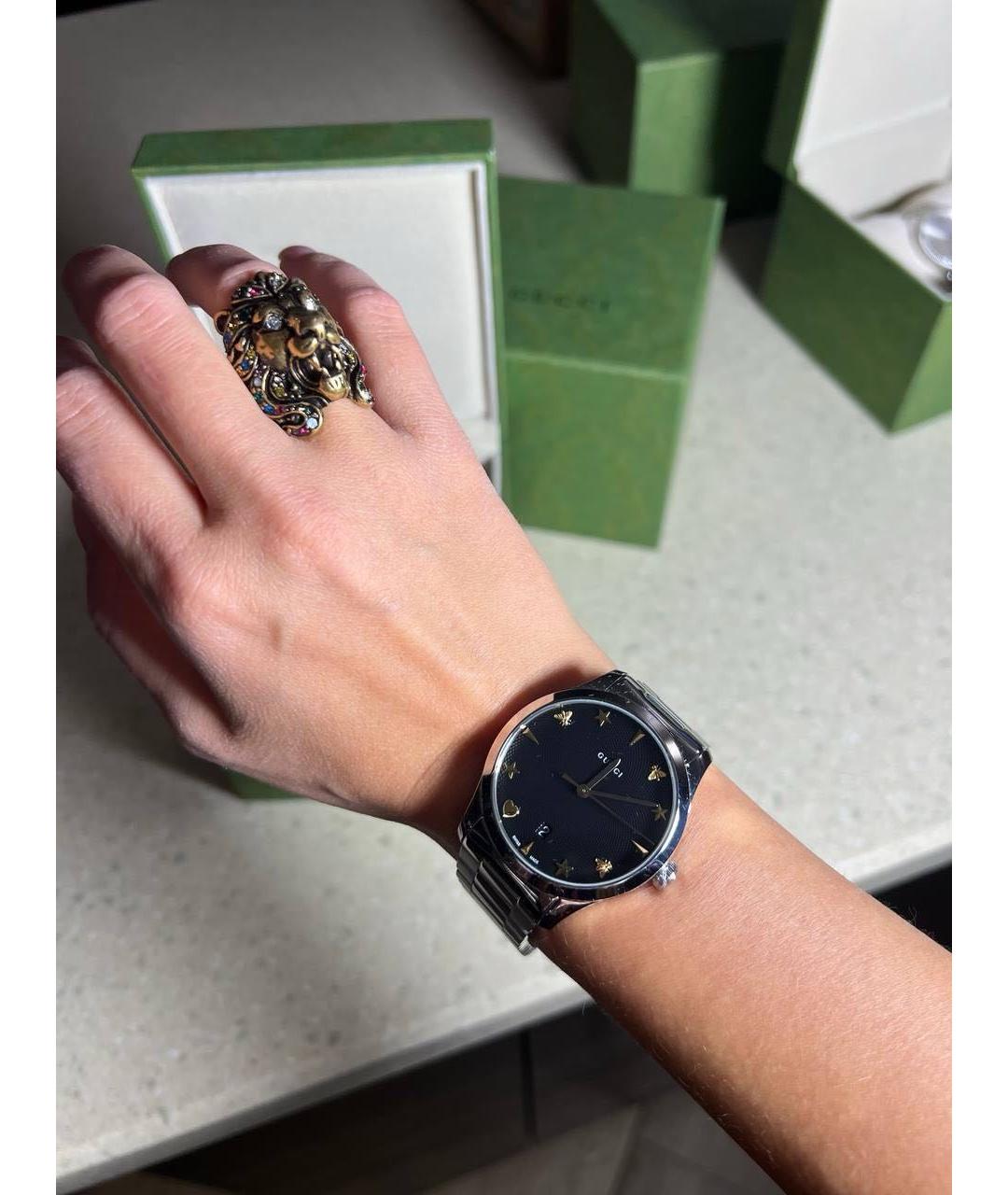 GUCCI Антрацитовые часы, фото 6