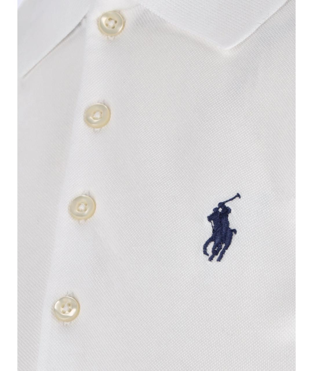 POLO RALPH LAUREN Белое хлопковое повседневное платье, фото 3