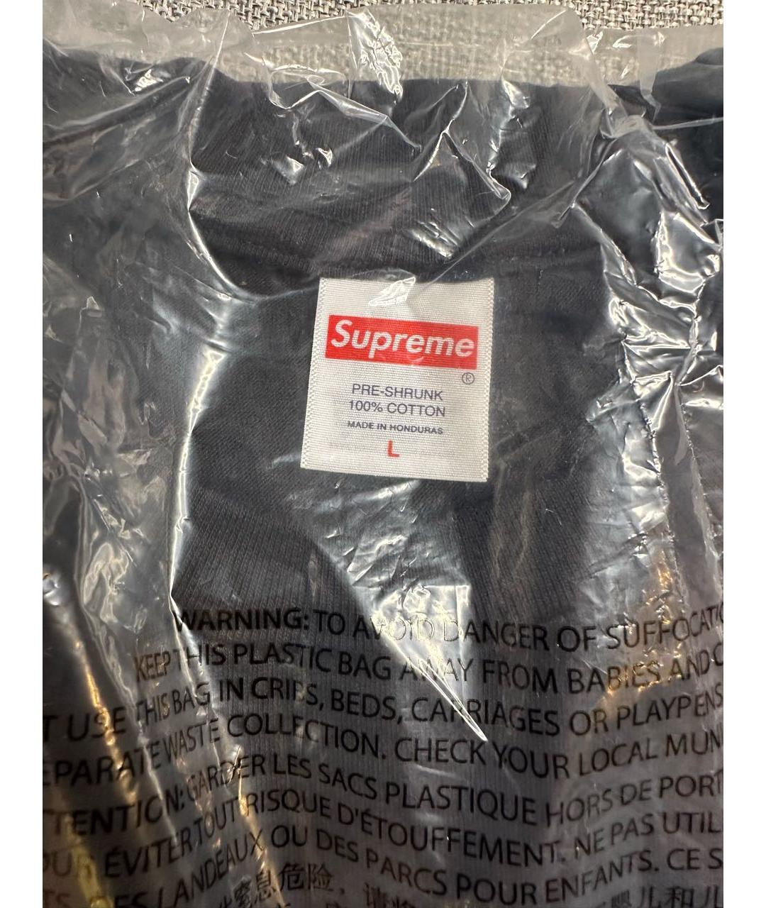 SUPREME Черная хлопковая футболка, фото 5