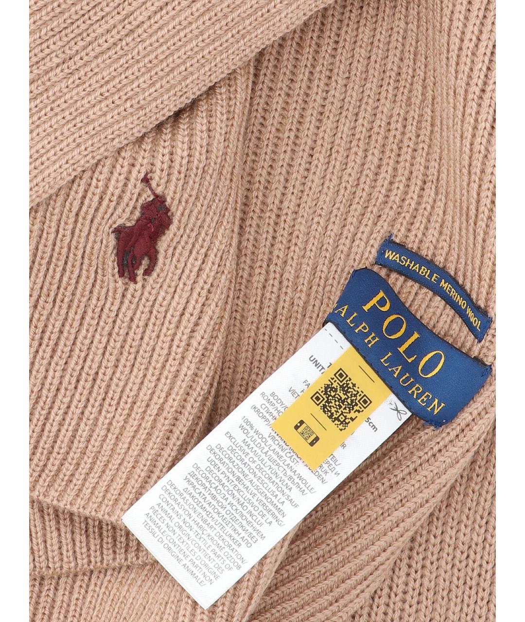 POLO RALPH LAUREN Бежевый шерстяной шарф, фото 2