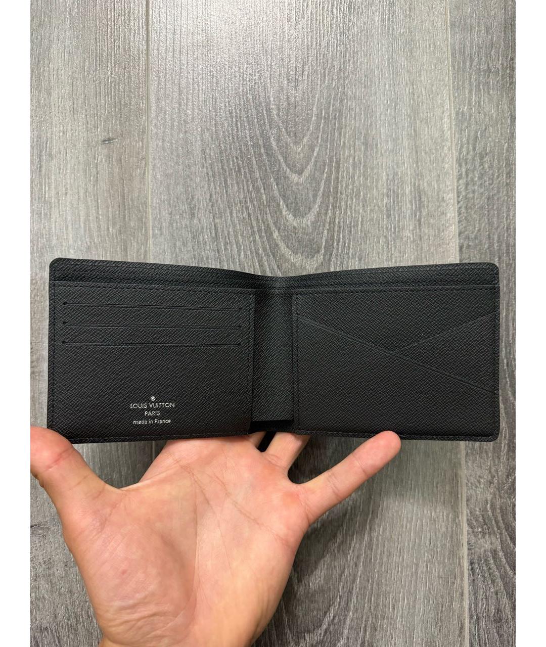 LOUIS VUITTON Черный кожаный кошелек, фото 3