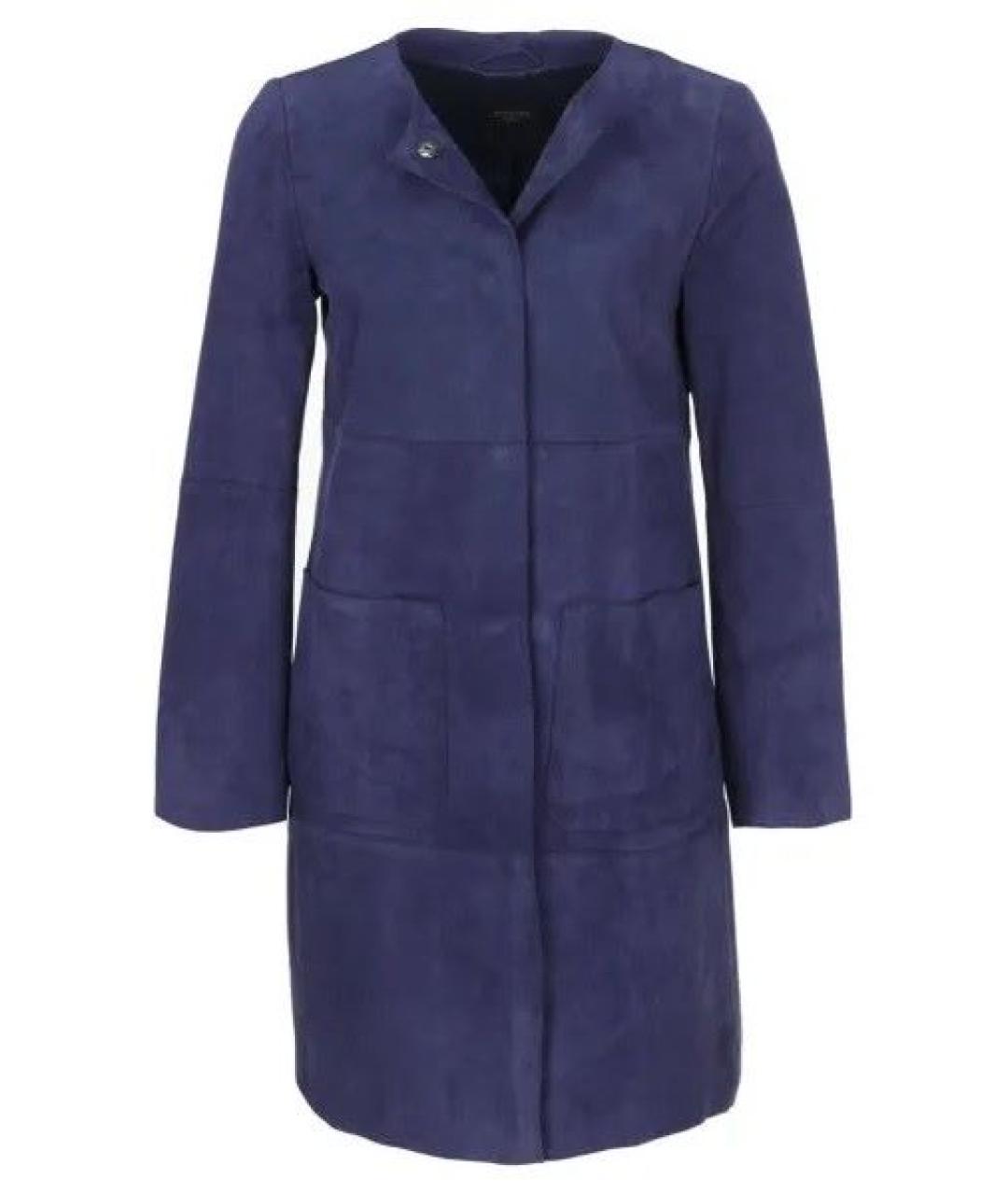 WEEKEND MAX MARA Темно-синее замшевое пальто, фото 1