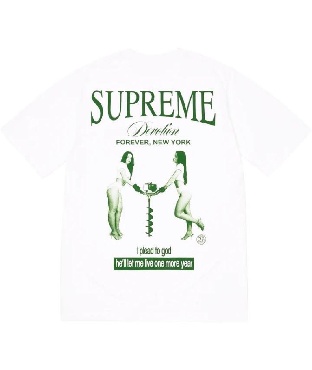 SUPREME Белая хлопковая футболка, фото 1