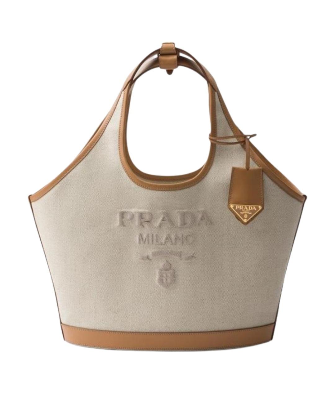 PRADA Бежевая тканевая сумка через плечо, фото 2