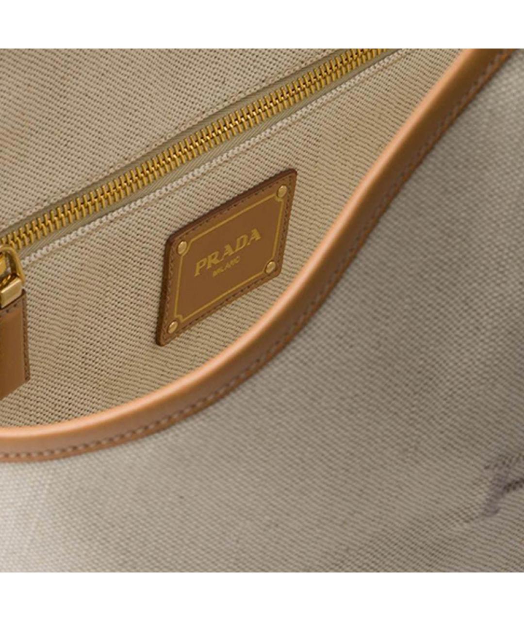 PRADA Бежевая тканевая сумка через плечо, фото 5