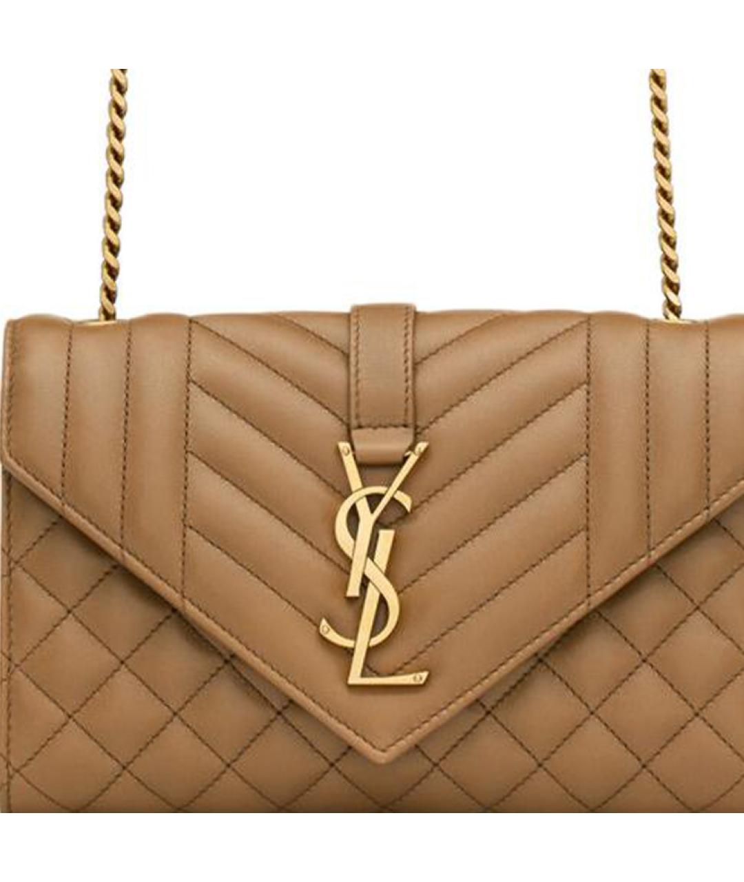 SAINT LAURENT Коричневая кожаная сумка через плечо, фото 8