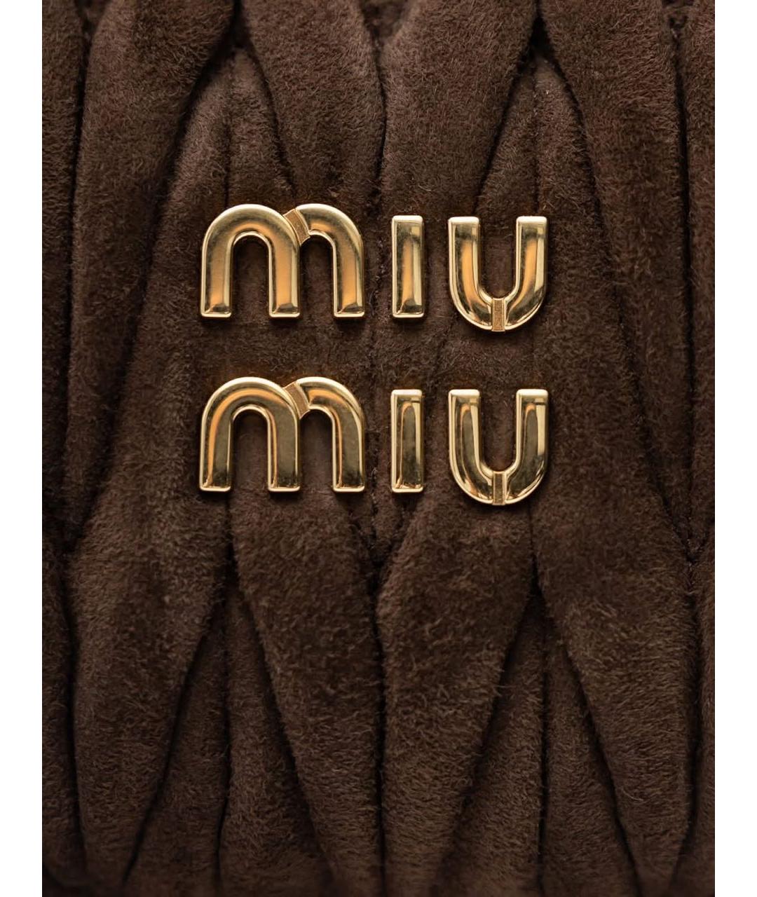 MIU MIU Коричневая замшевая сумка с короткими ручками, фото 4