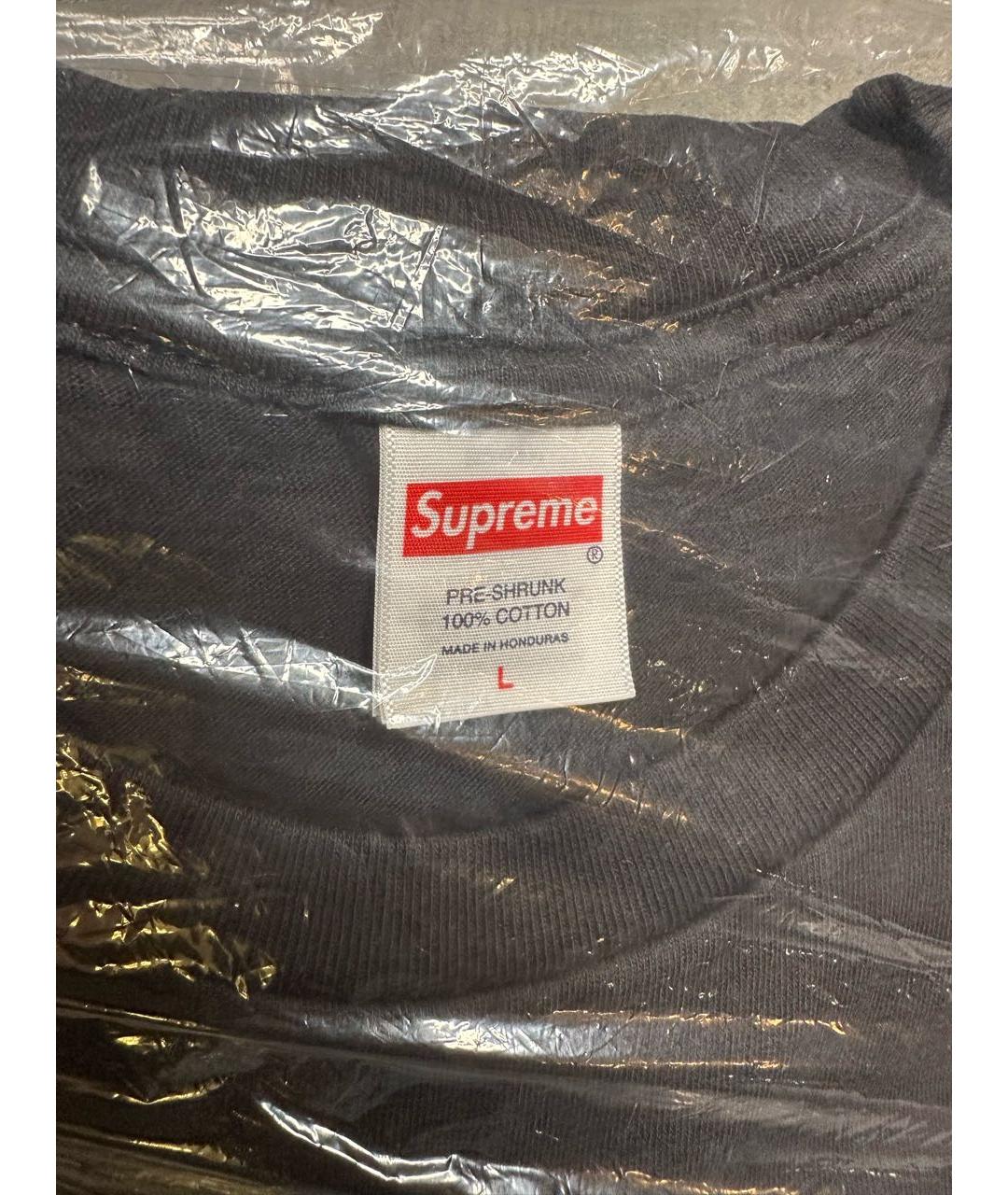 SUPREME Черная хлопковая футболка, фото 4