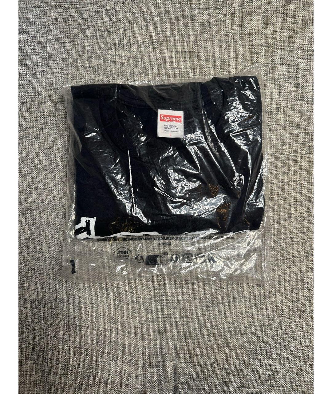 SUPREME Черная хлопковая футболка, фото 3