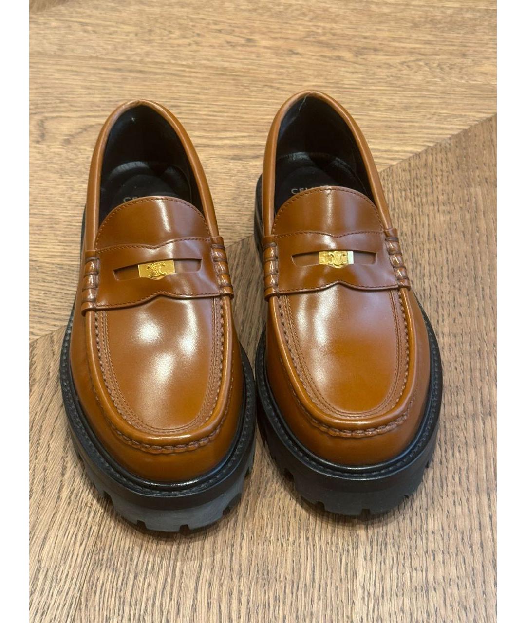CELINE Коричневые кожаные лоферы, фото 2