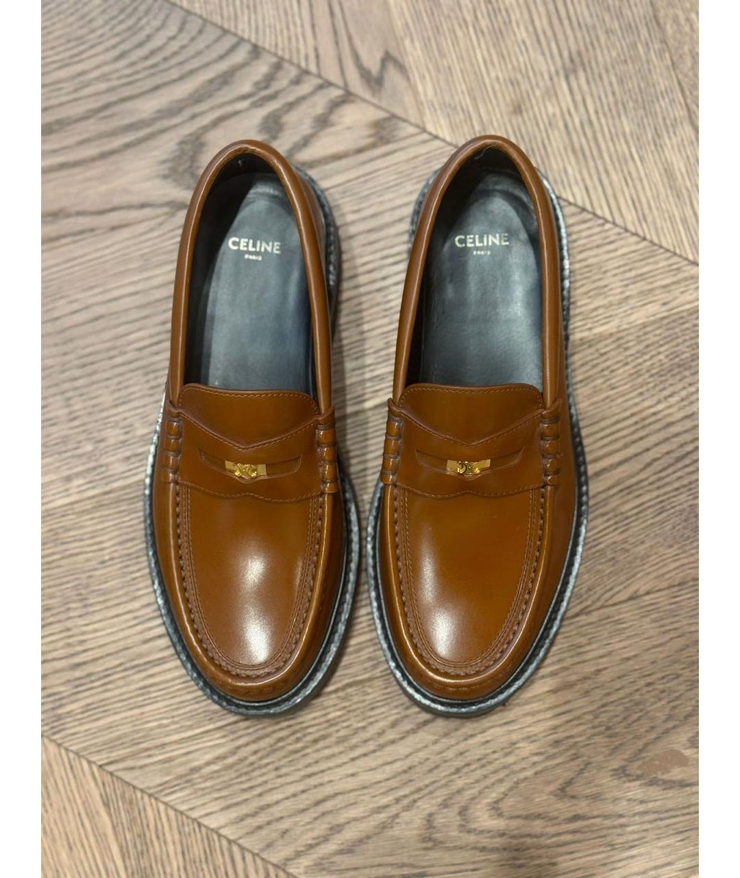 CELINE Коричневые кожаные лоферы, фото 3