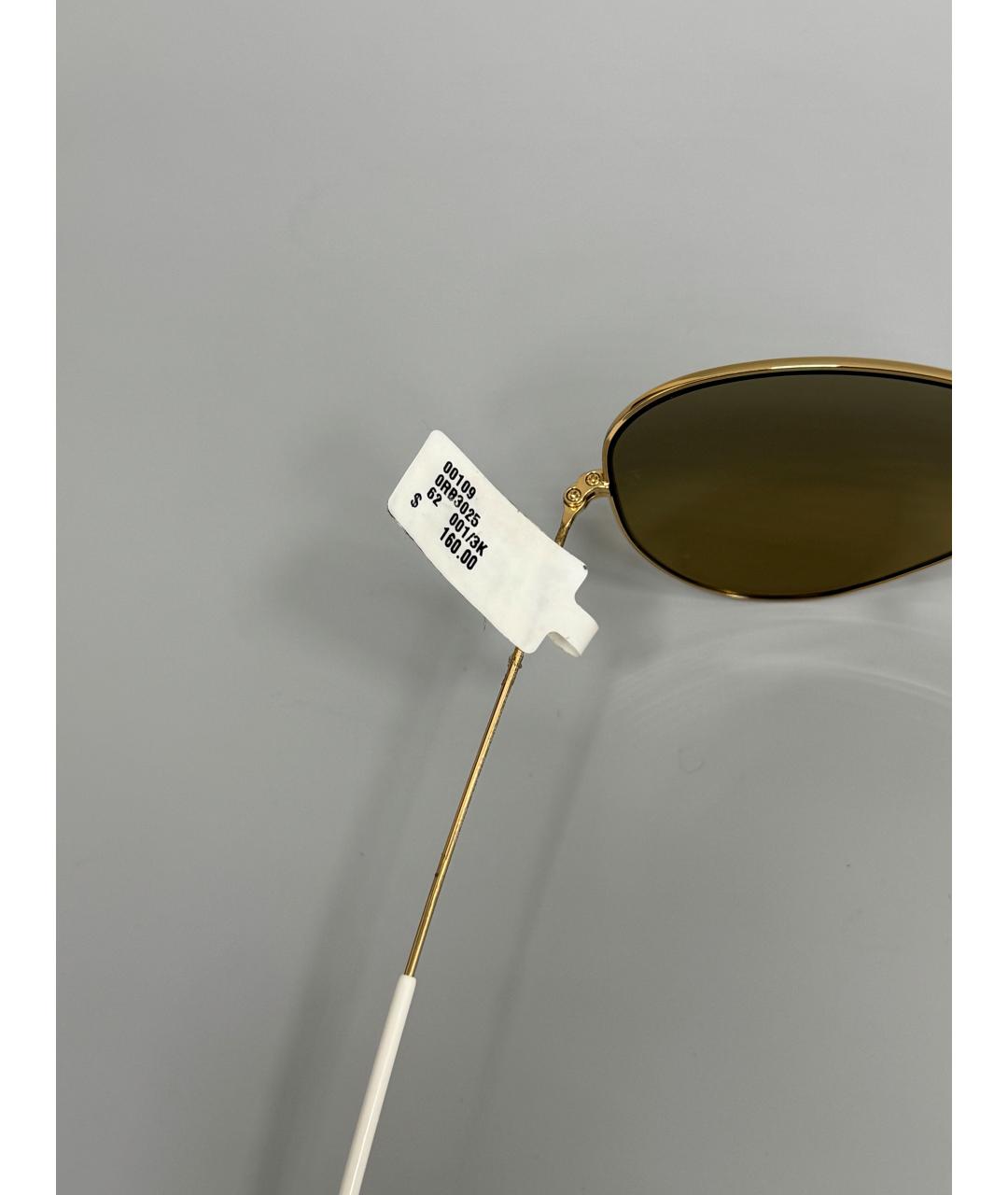 RAY BAN Золотые металлические солнцезащитные очки, фото 3