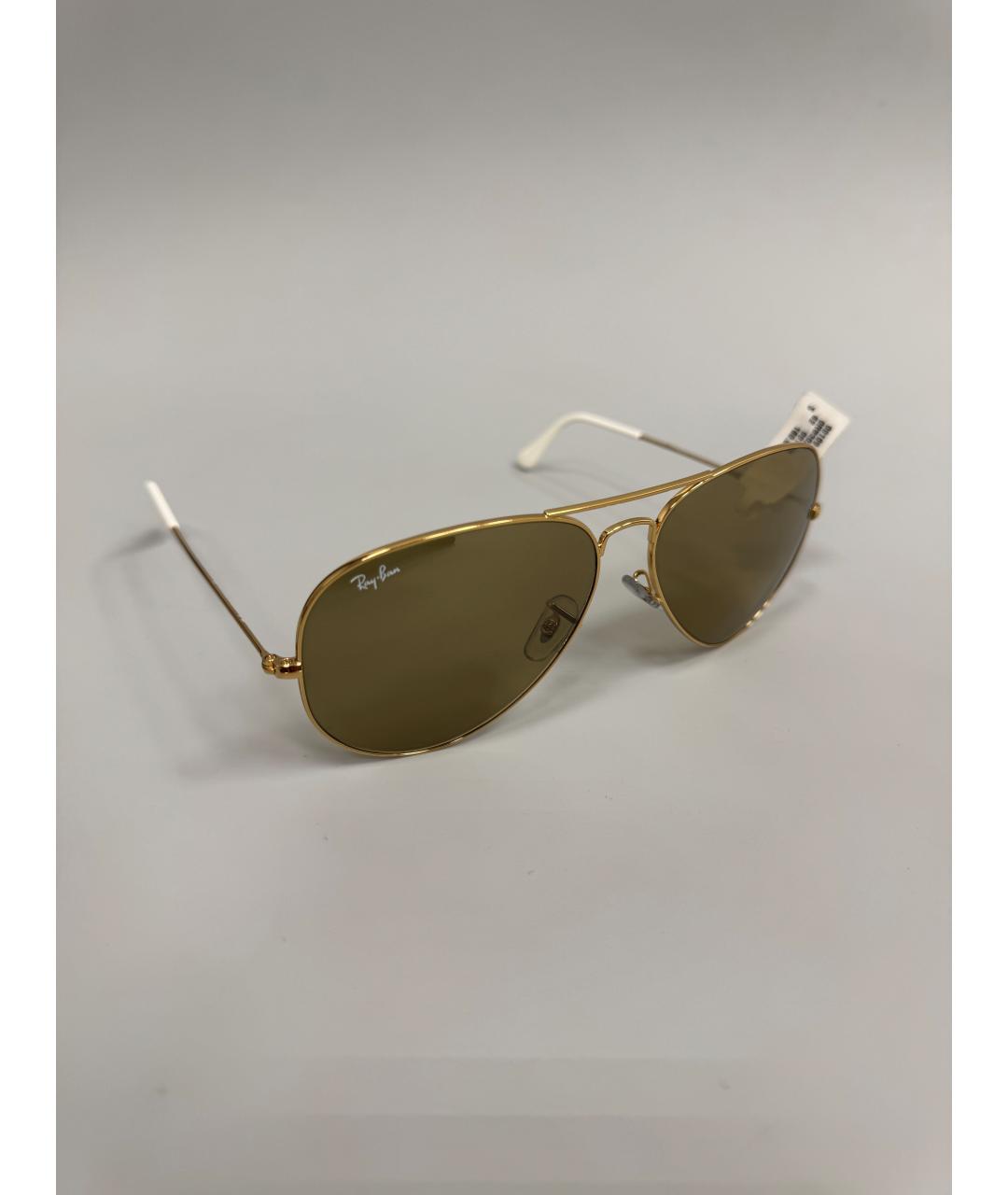 RAY BAN Золотые металлические солнцезащитные очки, фото 2