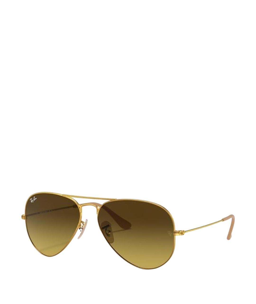 RAY BAN Золотые металлические солнцезащитные очки, фото 1