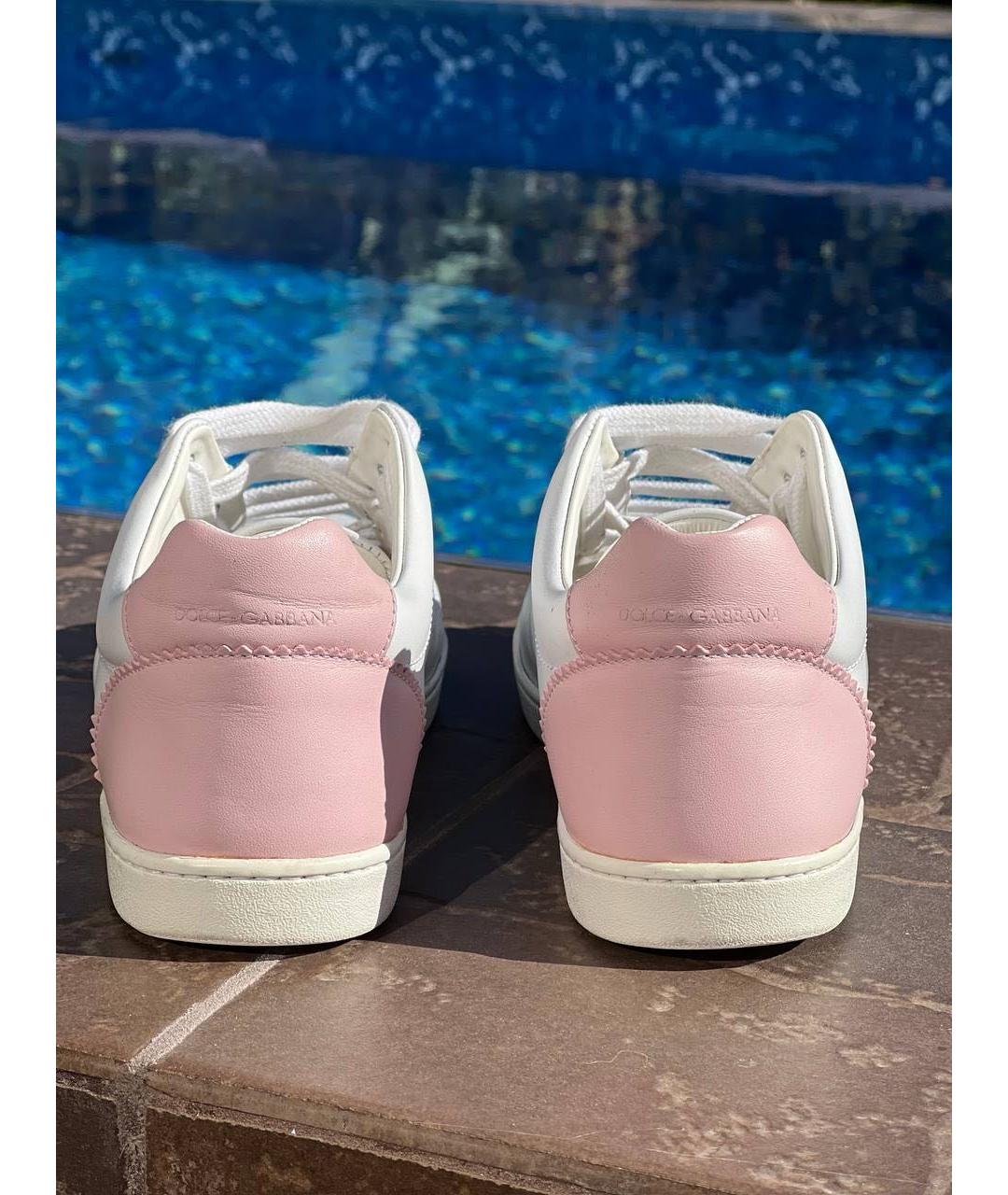 DOLCE&GABBANA Белые кожаные кеды, фото 4