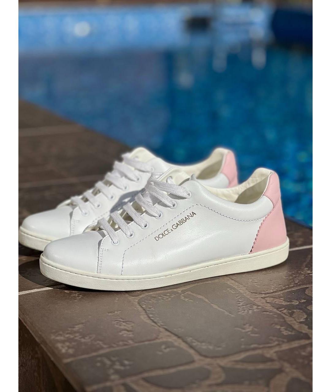 DOLCE&GABBANA Белые кожаные кеды, фото 8