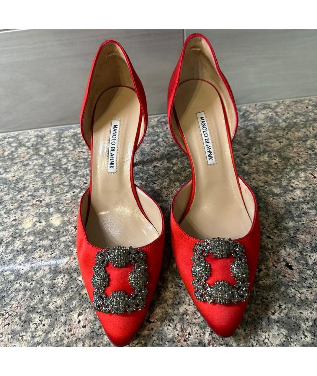 MANOLO BLAHNIK Красные текстильные туфли, фото 2