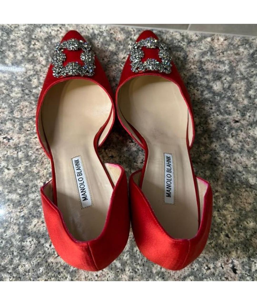 MANOLO BLAHNIK Красные текстильные туфли, фото 4