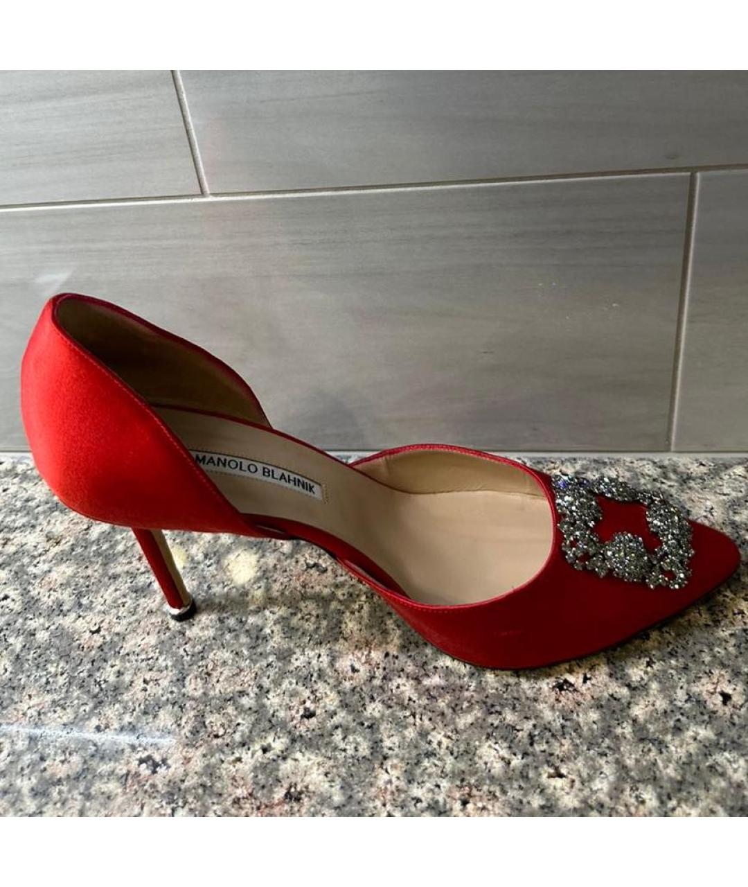 MANOLO BLAHNIK Красные текстильные туфли, фото 5