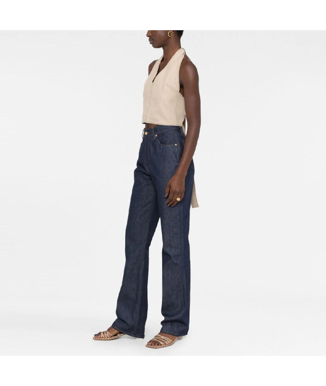 JACQUEMUS Темно-синие хлопковые прямые джинсы, фото 4