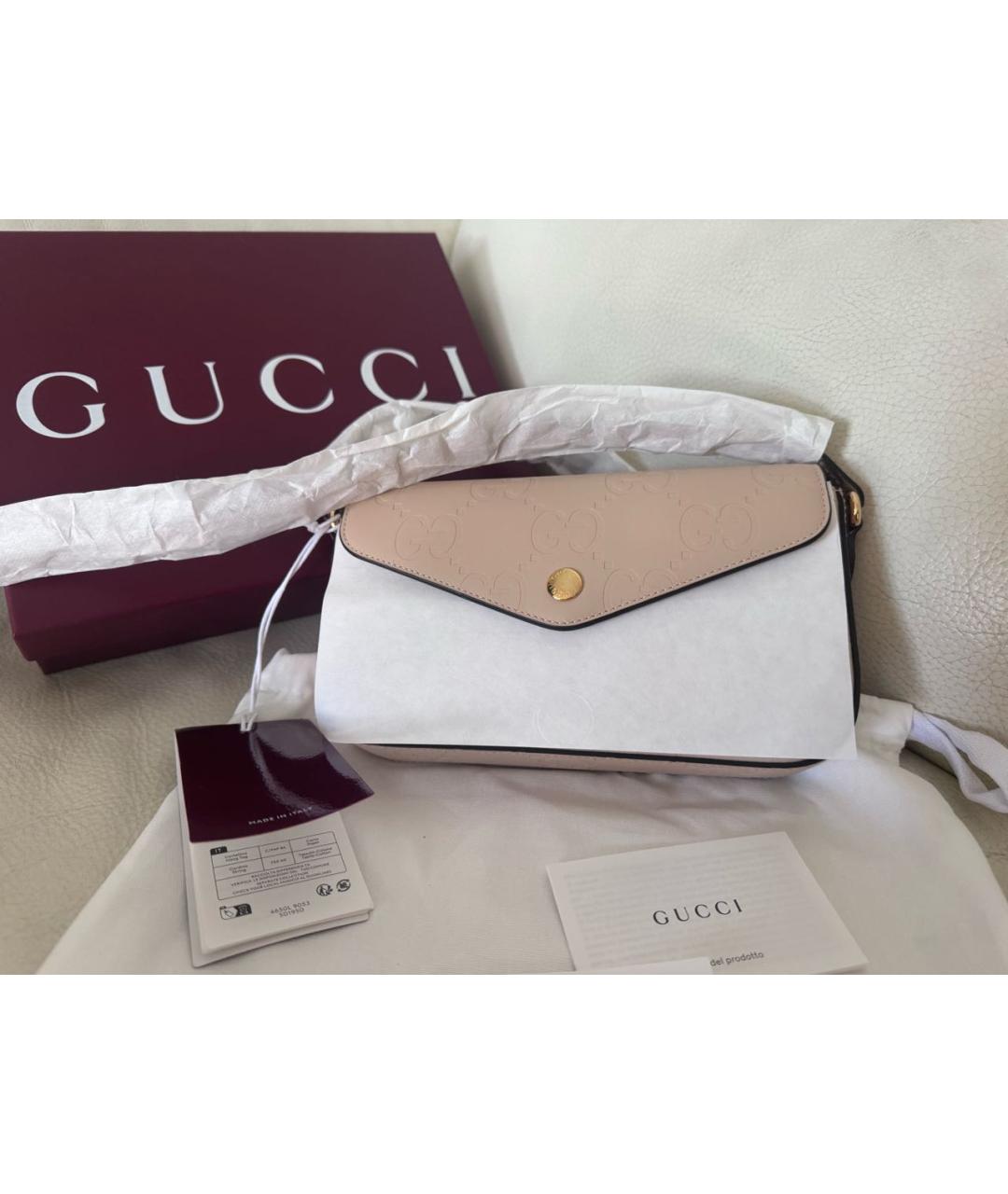 GUCCI Бежевая кожаная сумка через плечо, фото 5