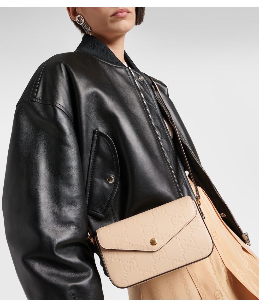 GUCCI Бежевая кожаная сумка через плечо, фото 4