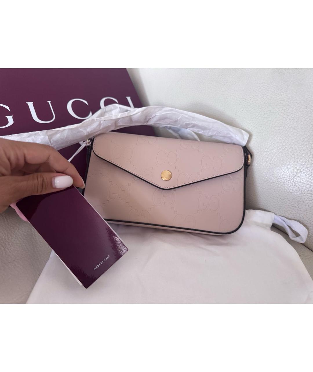 GUCCI Бежевая кожаная сумка через плечо, фото 7