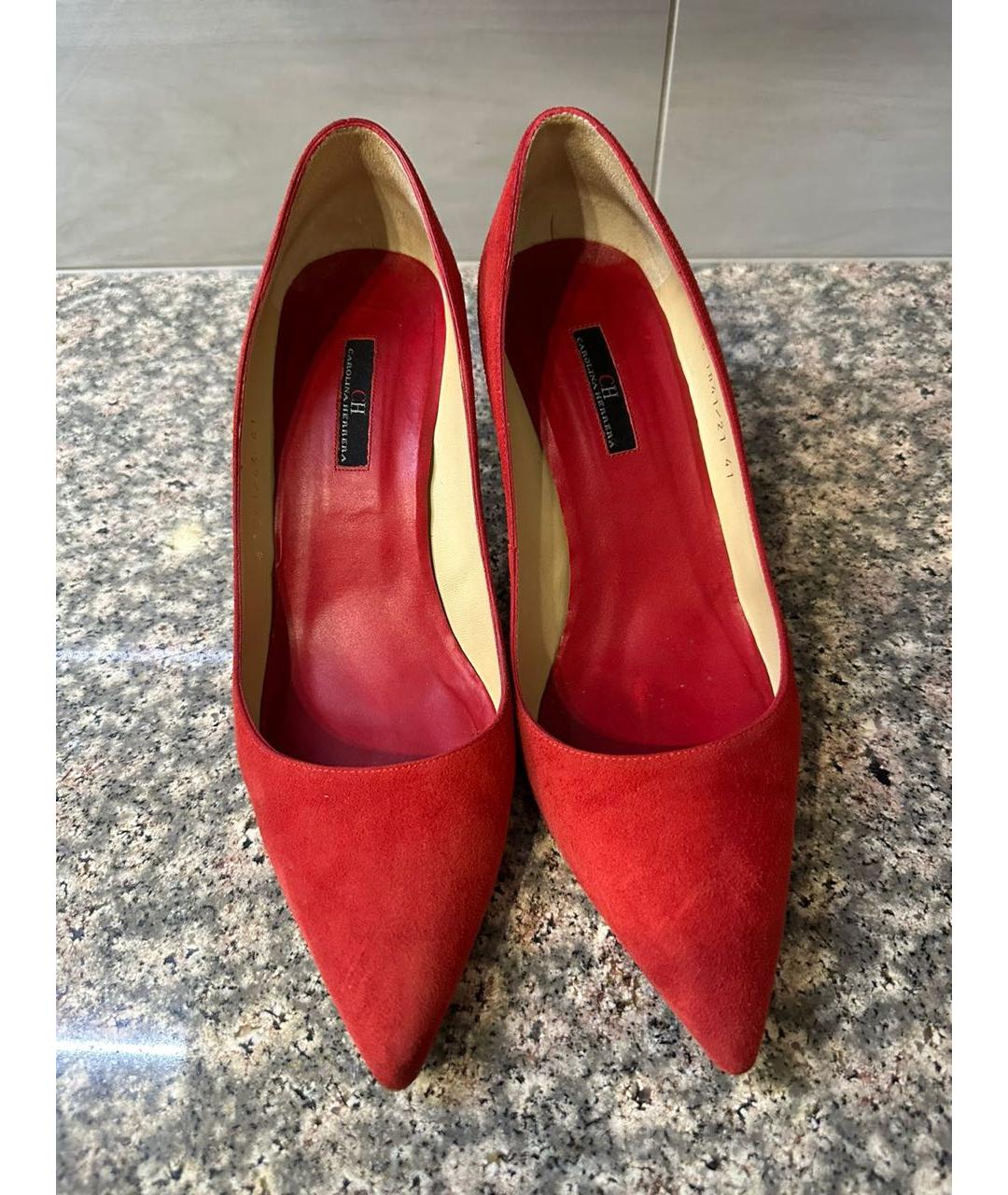 CAROLINA HERRERA Красные замшевые туфли, фото 2