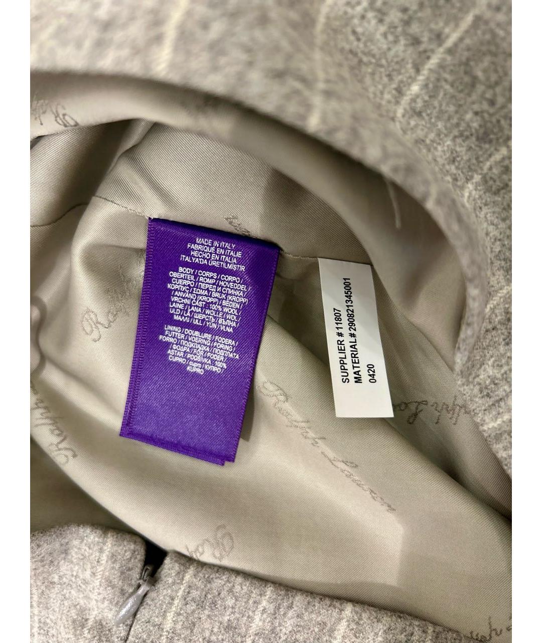 RALPH LAUREN PURPLE LABEL Серая шерстяная юбка миди, фото 5