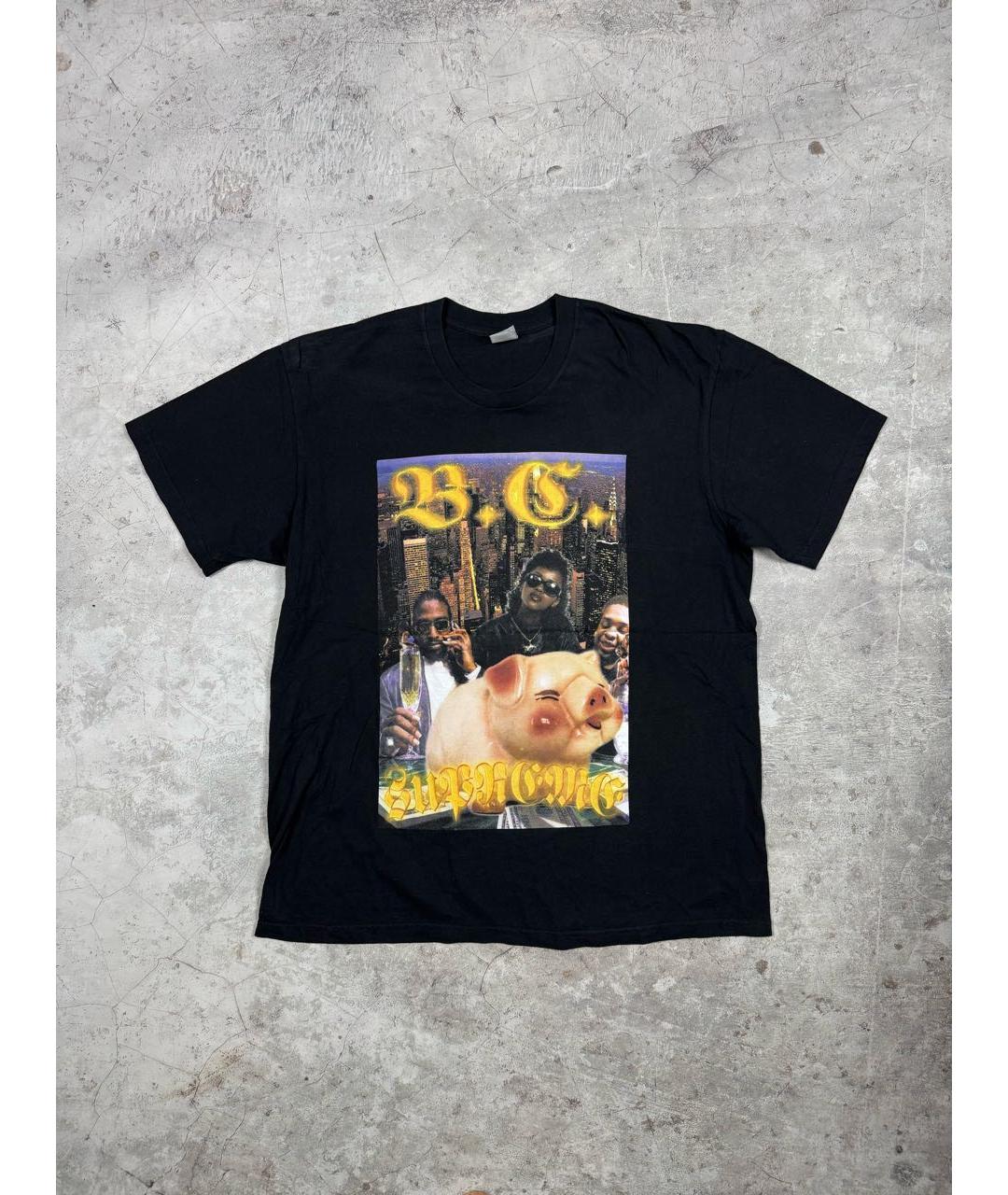 SUPREME Черная хлопковая футболка, фото 8