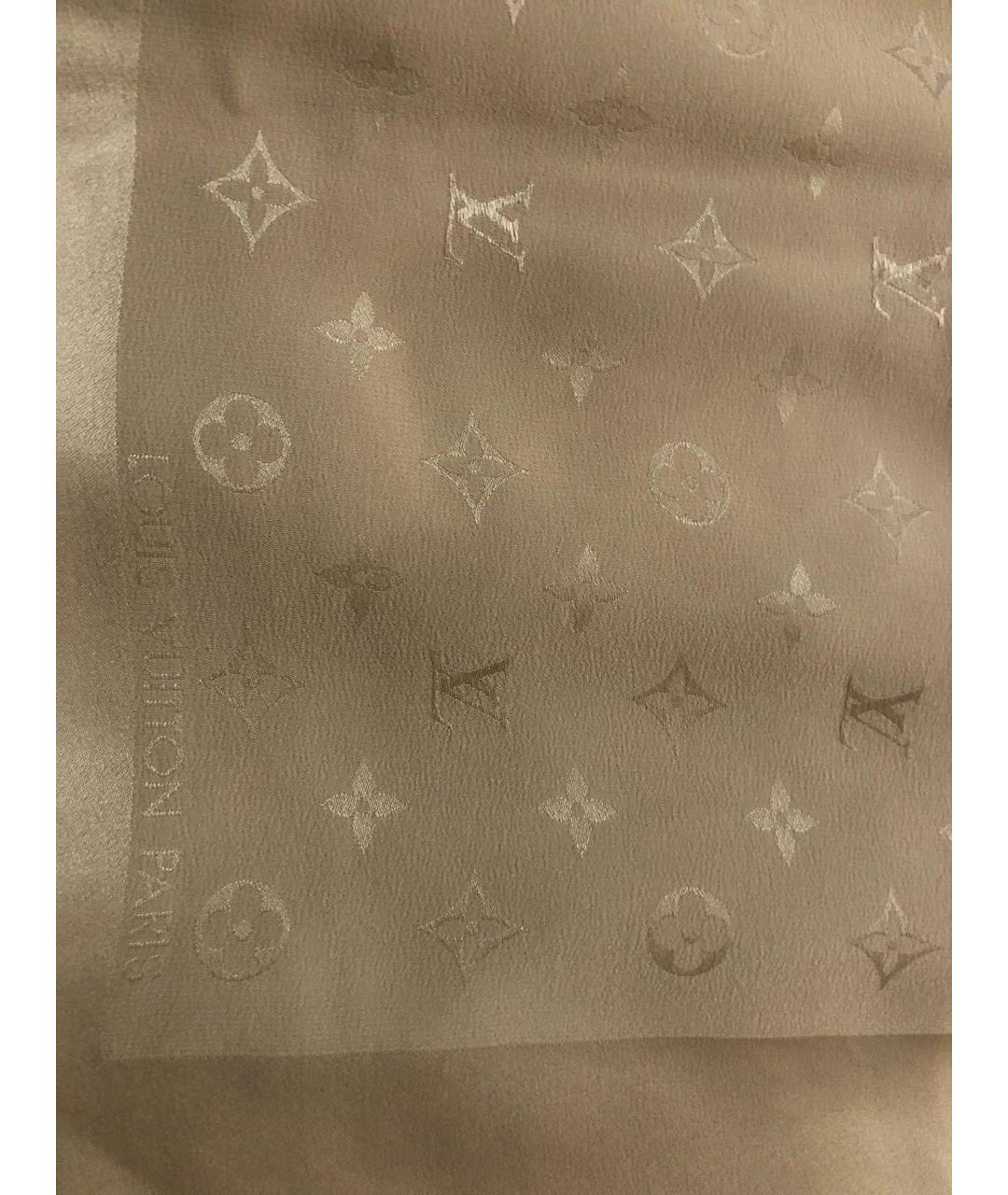 LOUIS VUITTON Золотой шелковый платок, фото 2