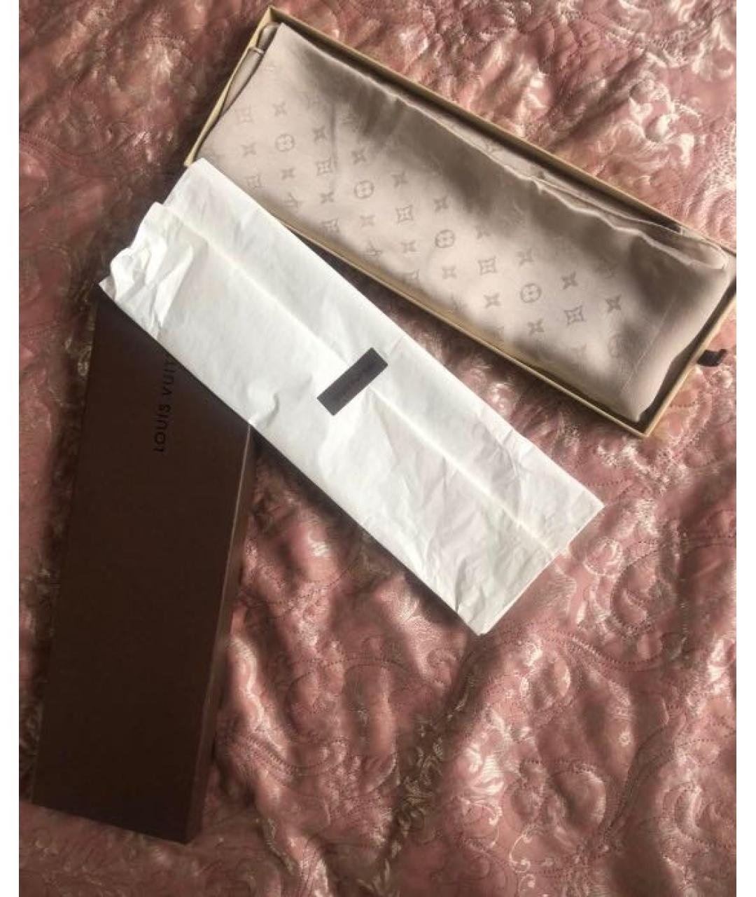 LOUIS VUITTON Золотой шелковый платок, фото 8
