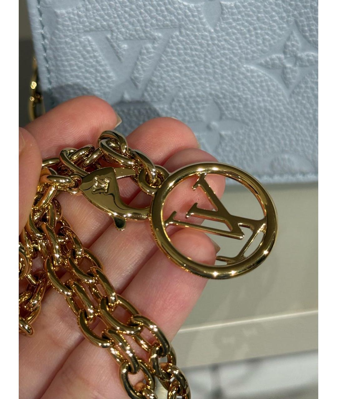 LOUIS VUITTON Голубая кожаная сумка через плечо, фото 5