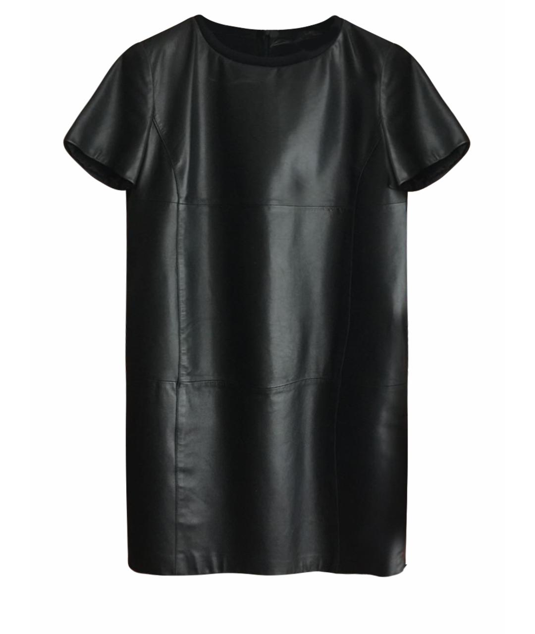 WEEKEND MAX MARA Черное кожаное повседневное платье, фото 1