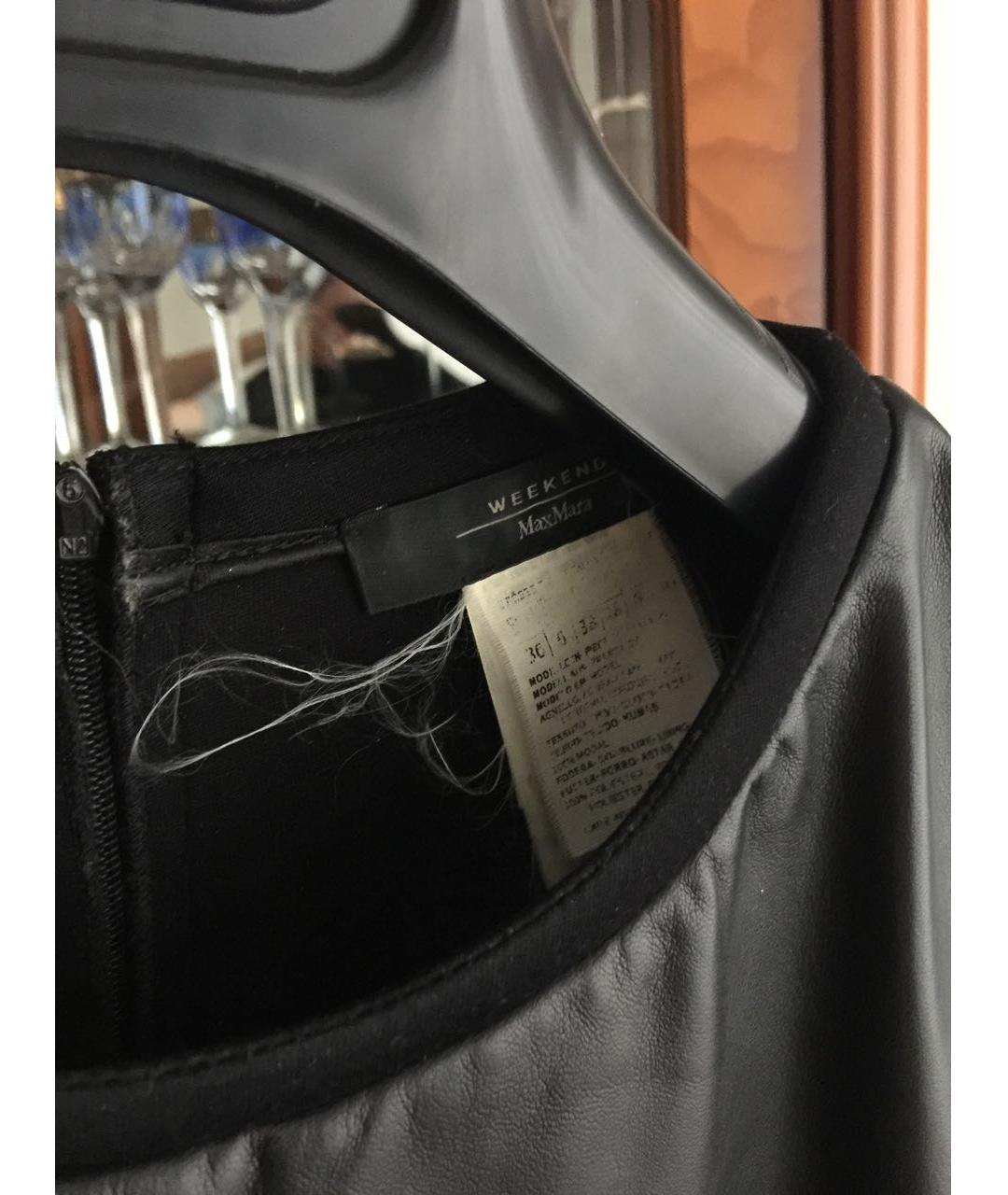 WEEKEND MAX MARA Черное кожаное повседневное платье, фото 4