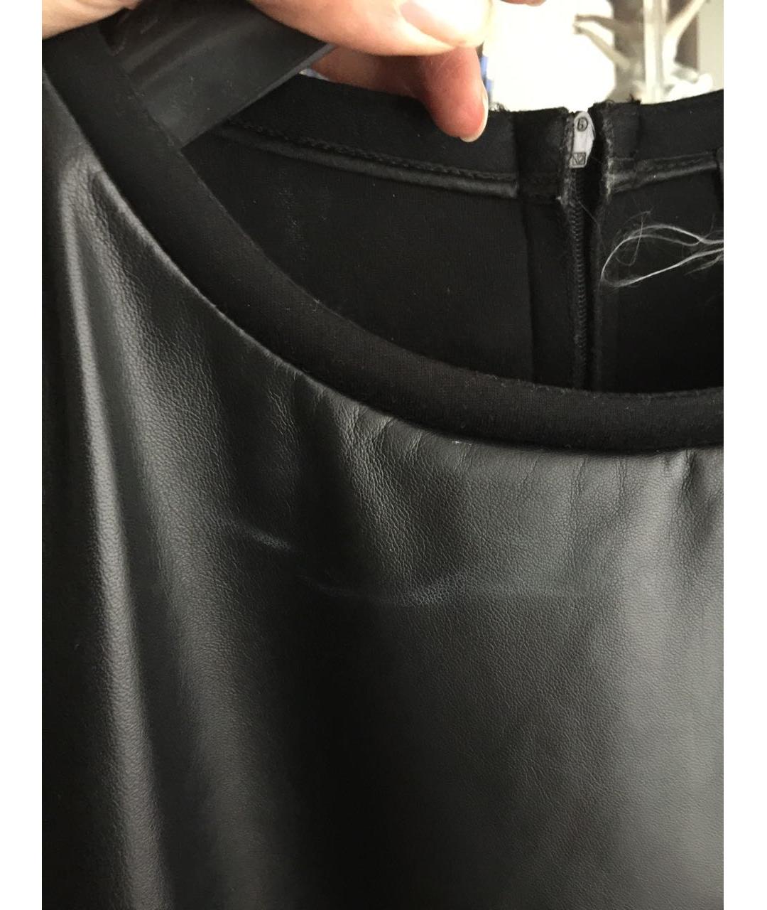 WEEKEND MAX MARA Черное кожаное повседневное платье, фото 3