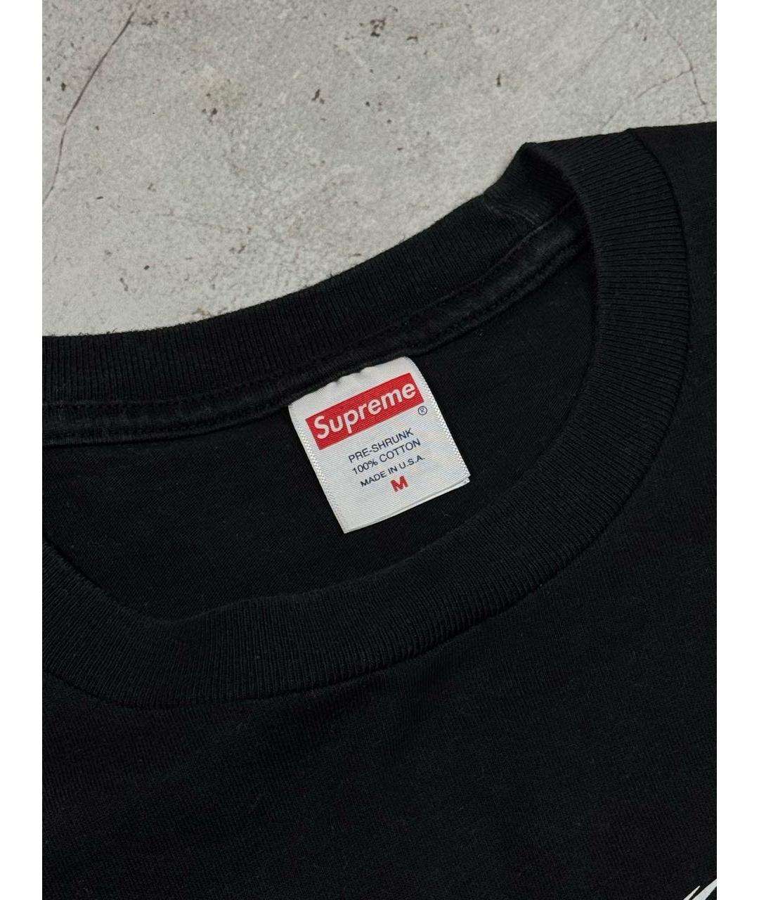 SUPREME Черная хлопковая футболка, фото 4