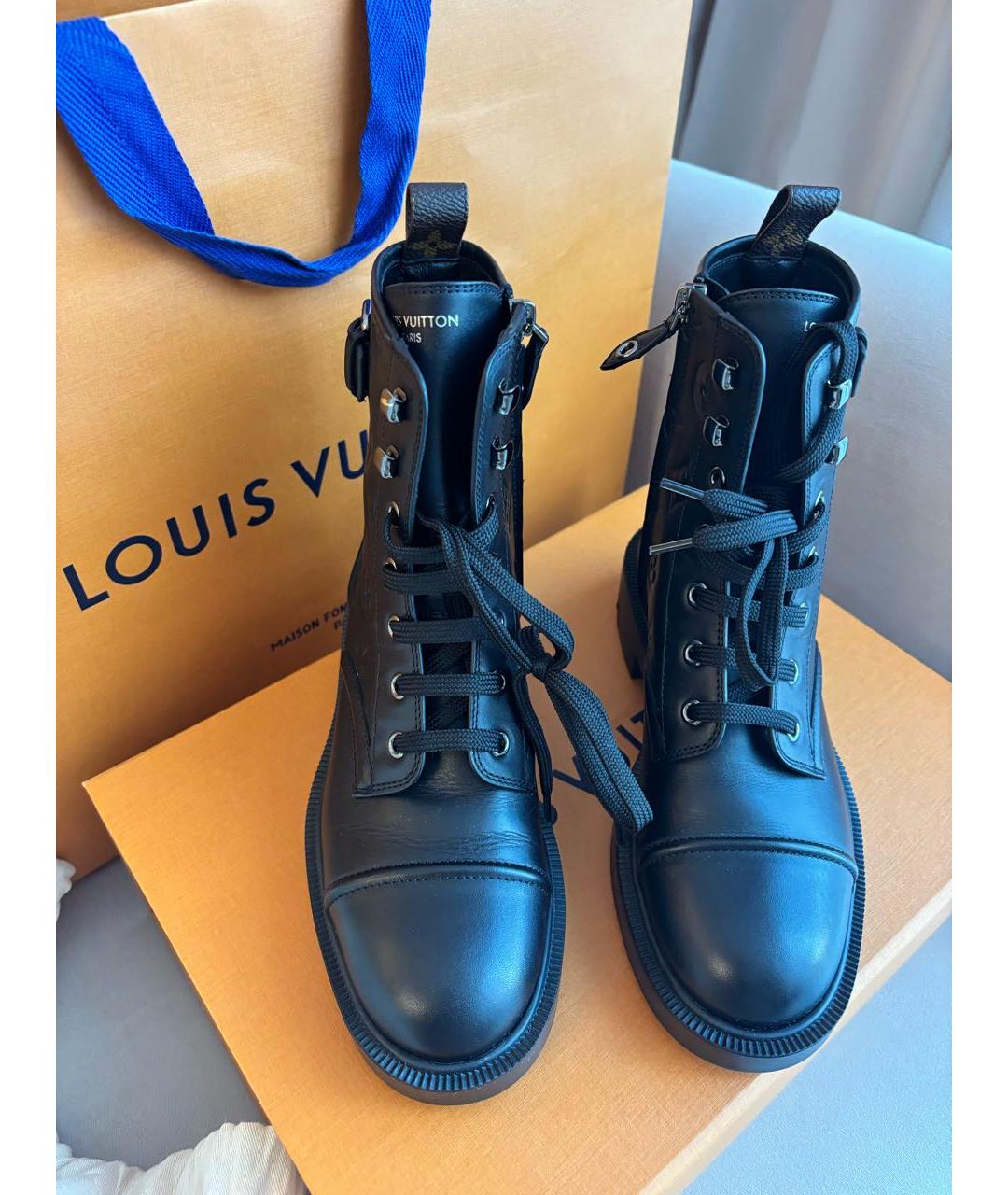 LOUIS VUITTON Черные кожаные ботинки, фото 4