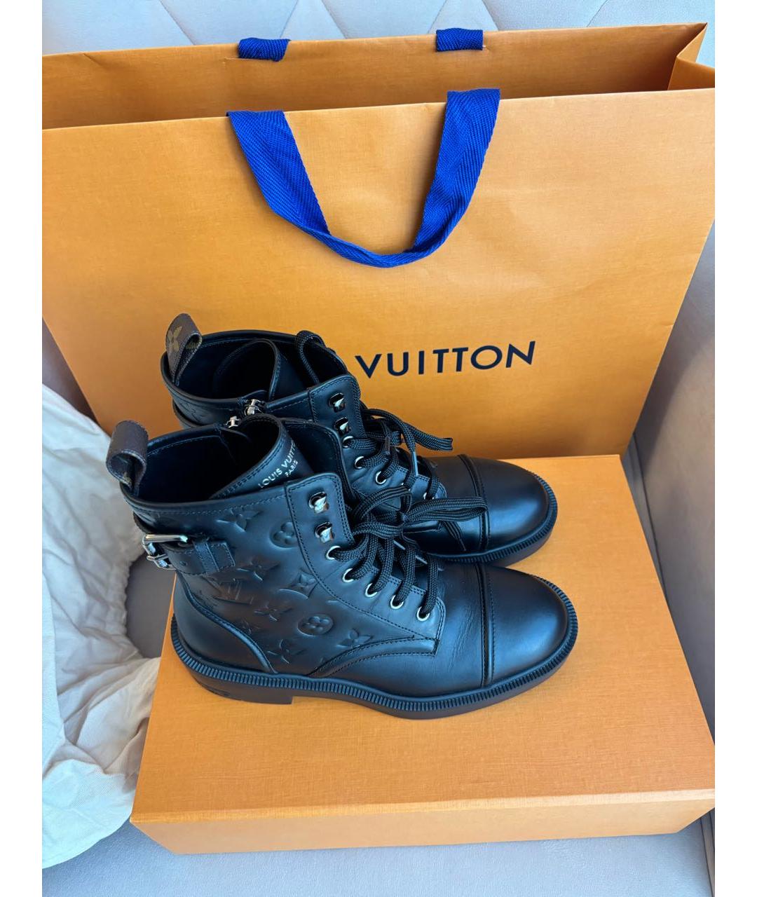 LOUIS VUITTON Черные кожаные ботинки, фото 2