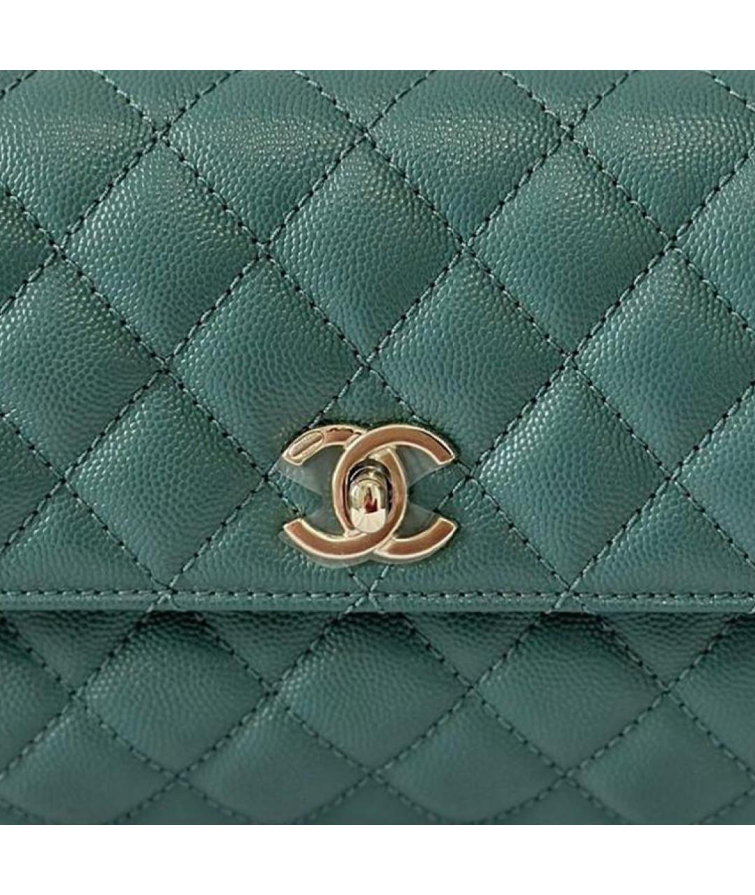 CHANEL Зеленая кожаная сумка через плечо, фото 6