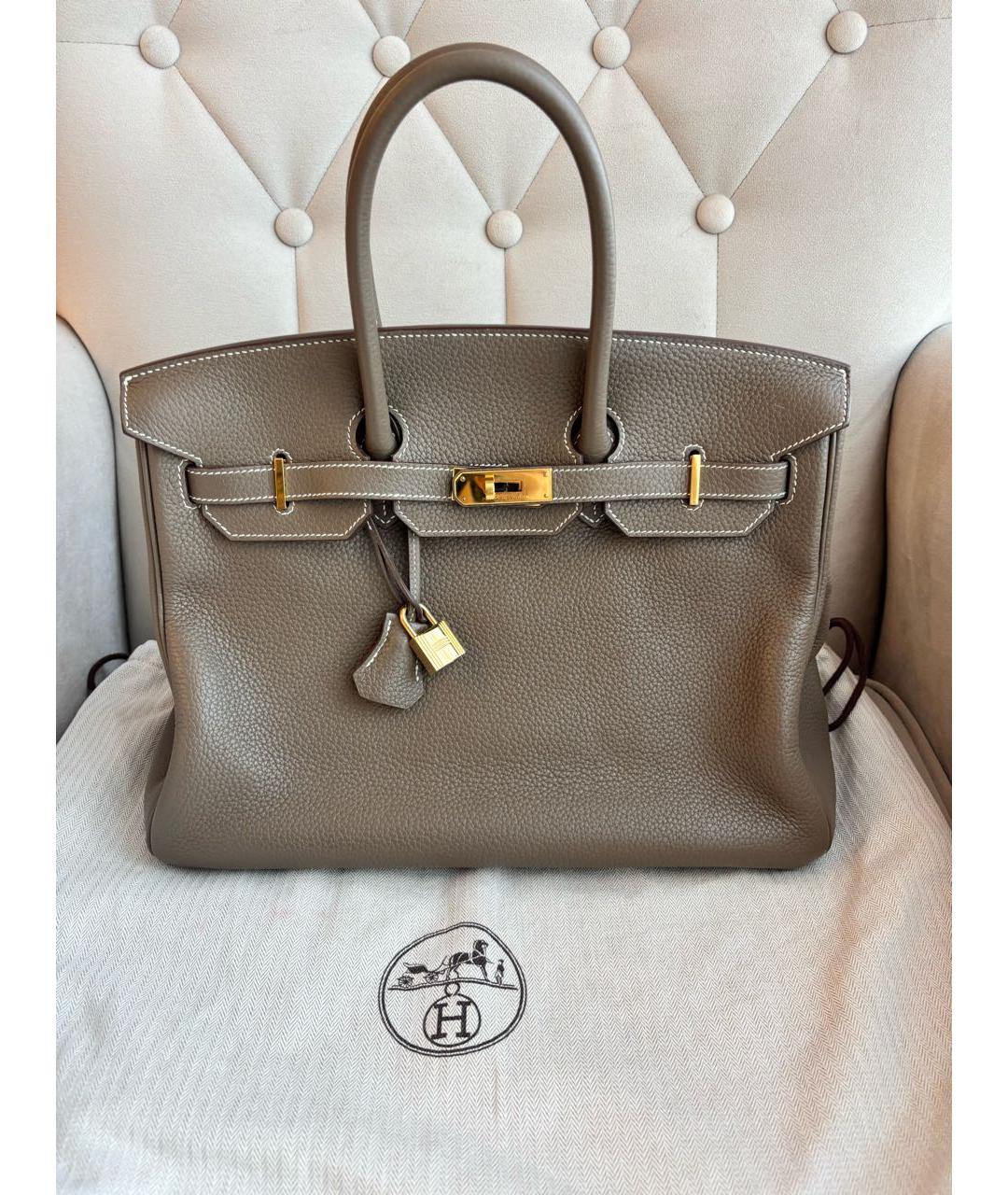 HERMES Бежевая кожаная сумка тоут, фото 2