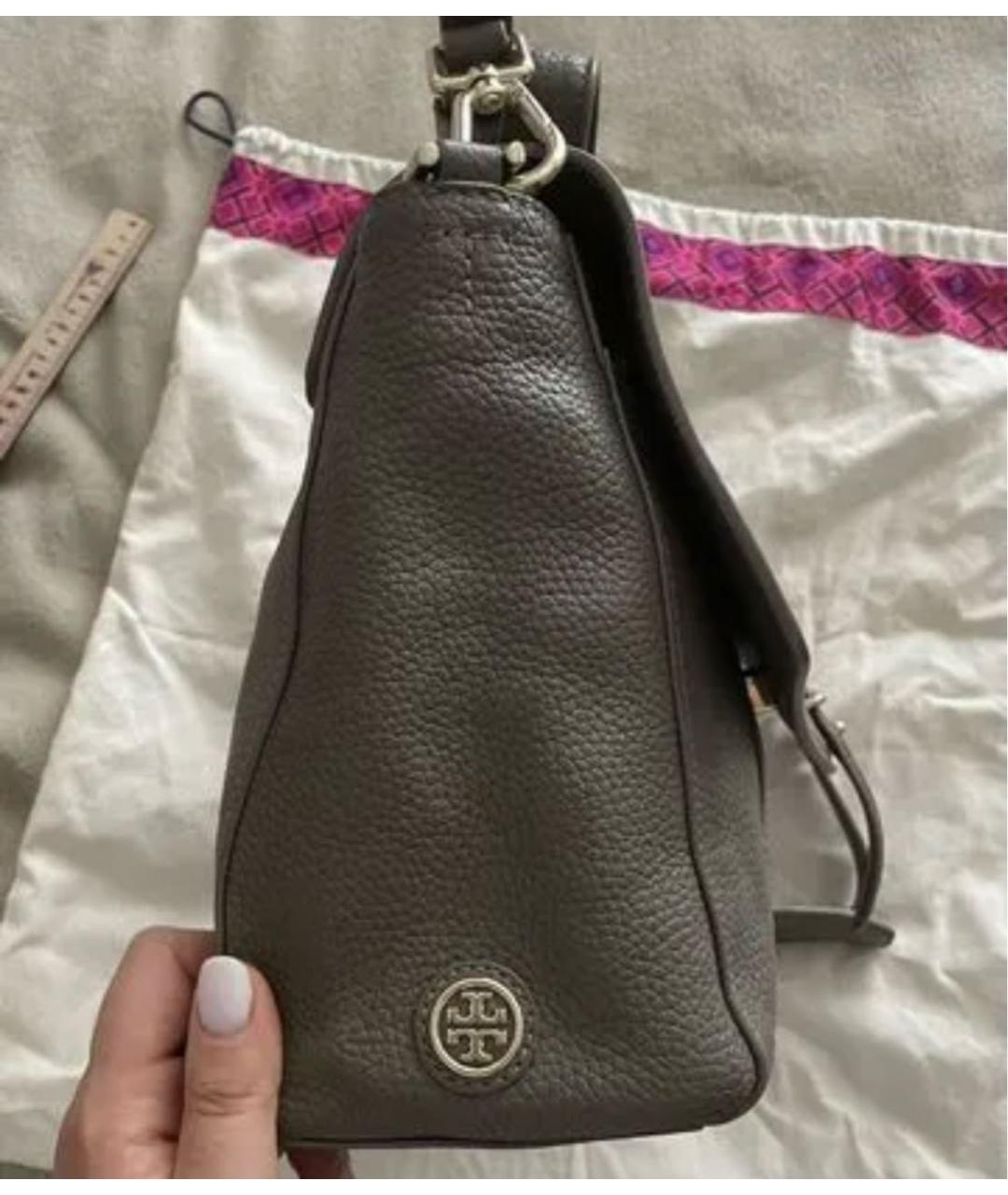 TORY BURCH Серая кожаная сумка тоут, фото 2
