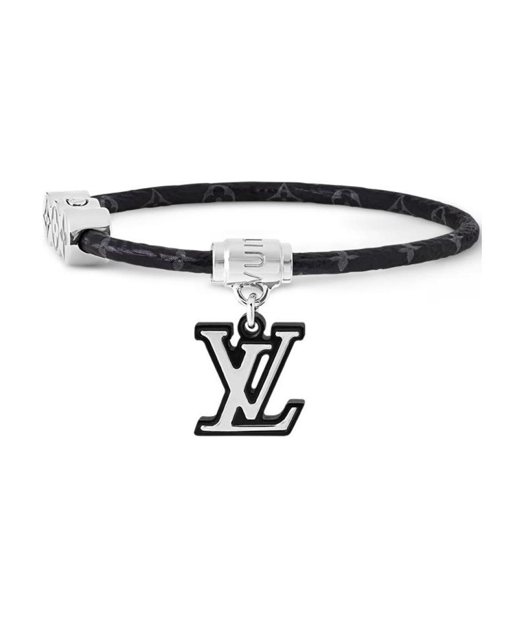 LOUIS VUITTON Черный кожаный браслет, фото 1