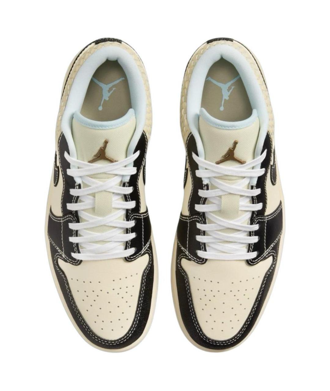 JORDAN Бежевые кожаные высокие кроссовки / кеды, фото 4