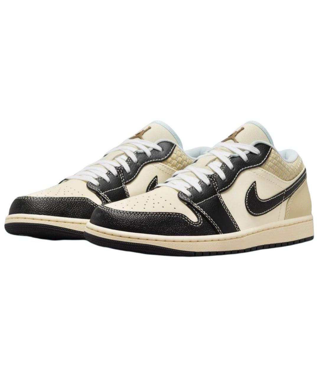 JORDAN Бежевые кожаные высокие кроссовки / кеды, фото 3