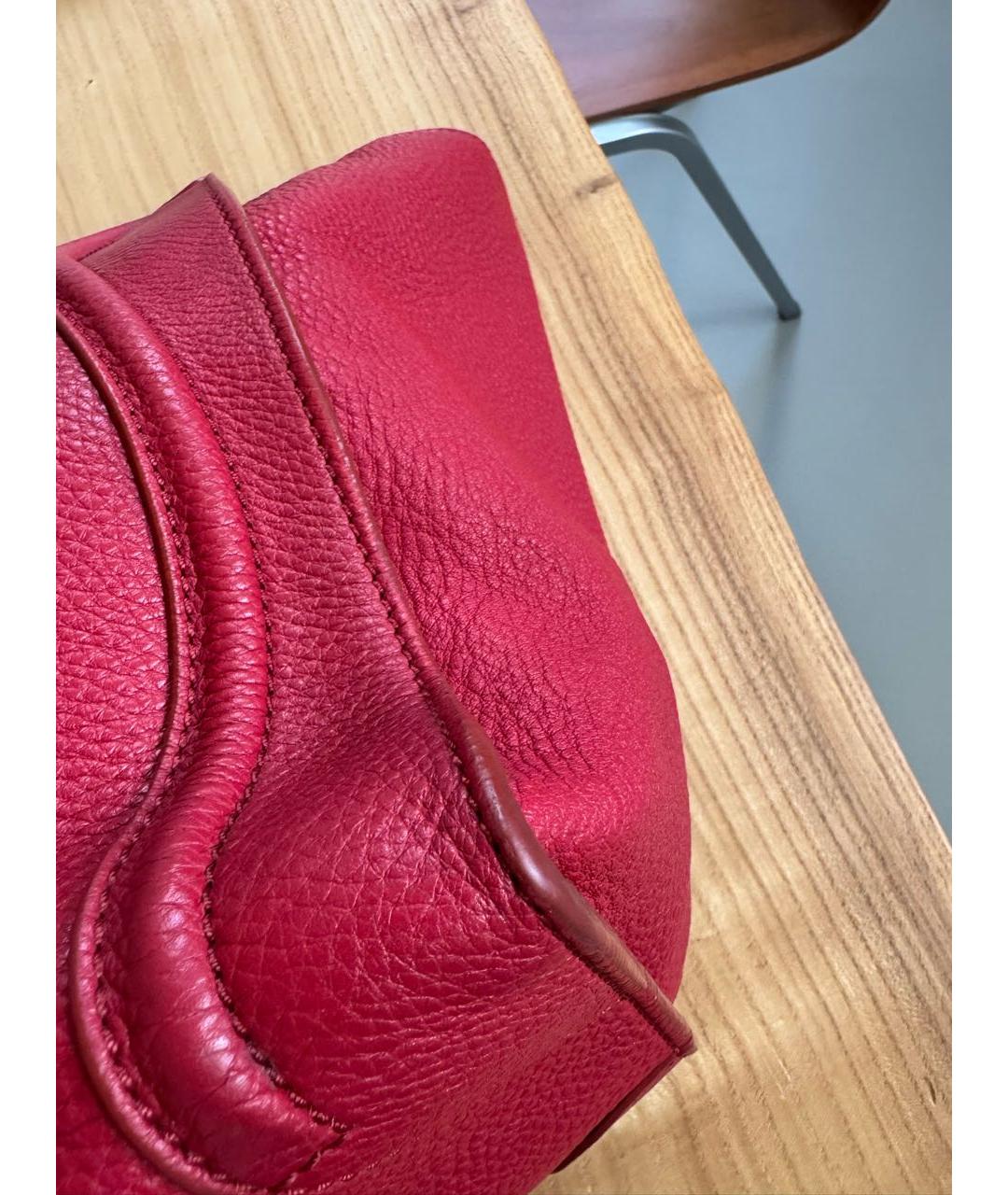 CELINE Красная кожаная сумка с короткими ручками, фото 5